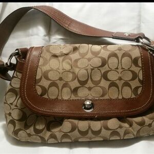 Coach Brown Leather Trim Shoulder Bag